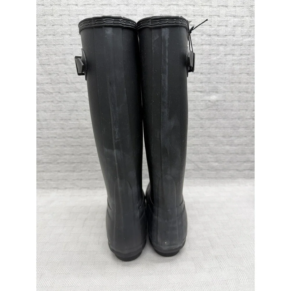 Hunter Boots Womens Size 6‎ Black Rain Boot Pull On Knee High Rubber Waterproof